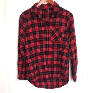 Green Goddess Red Plaid Flannel Long Sleeve Button Up Size Small